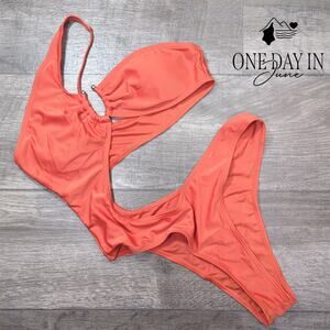 Aleumdr Ring Cut Out Cheeky One Piece Swimsuit Size M